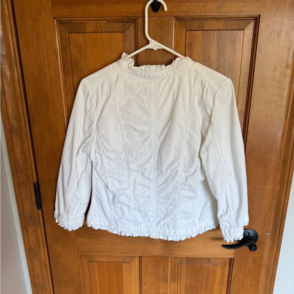 Sandro White Ruffled Jacket size - Picture 2 of 3
